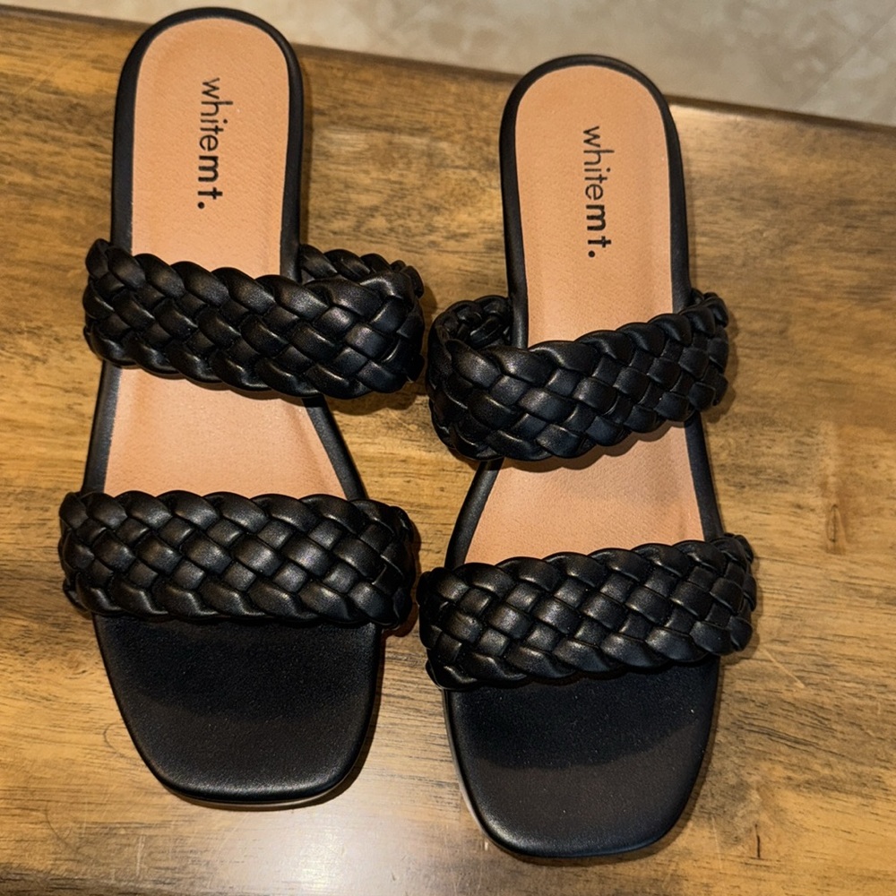 White Mt. Black Wedge Sandals - Picture 2 of 7